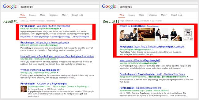 Google Local Result Blended results